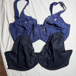 Elegant Lace Women's Intimate Set - Blue and Black